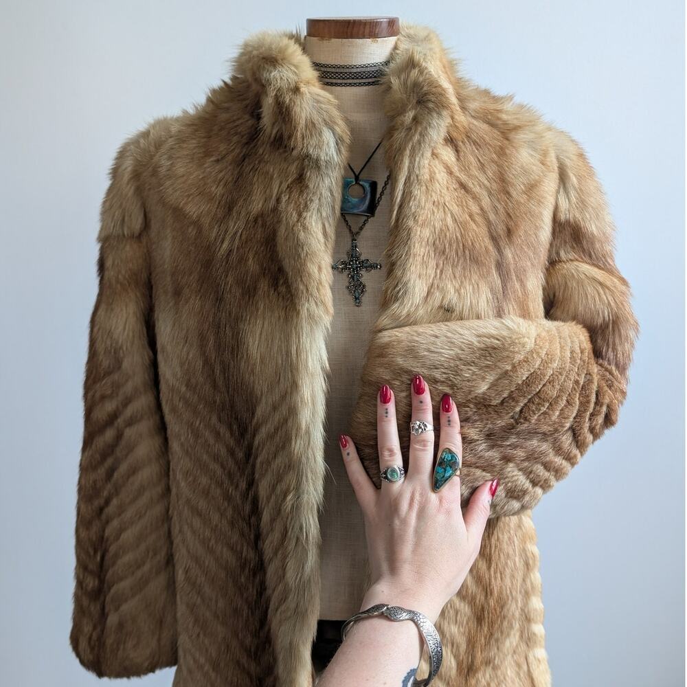 Vintage Golden Brown Real Fur Coat - Picture 3 of 12